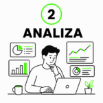 Marketing oparty na analizie danych – grafika przedstawiająca osobę analizującą wykresy.