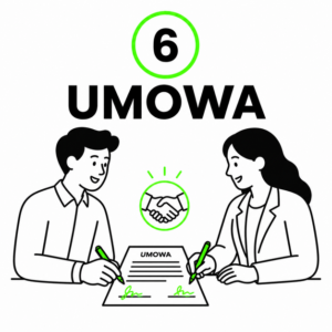 Marketing oparty na współpracy i strategii – grafika przedstawiająca podpisanie umowy.