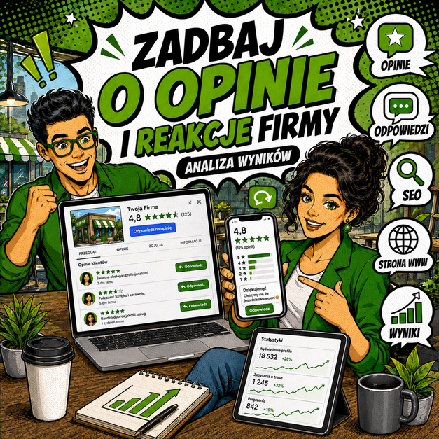 Wizytówka Google pokazana jako element strategii SEO firmy.